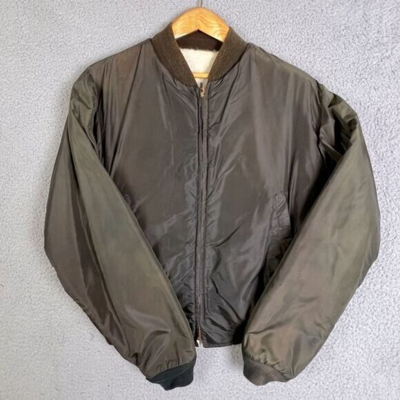 BUD BERMA MENS VINTAGE BROWN FLIGHT JACKET SIZE 40 REVERSIBLE - Picture 11 of 11